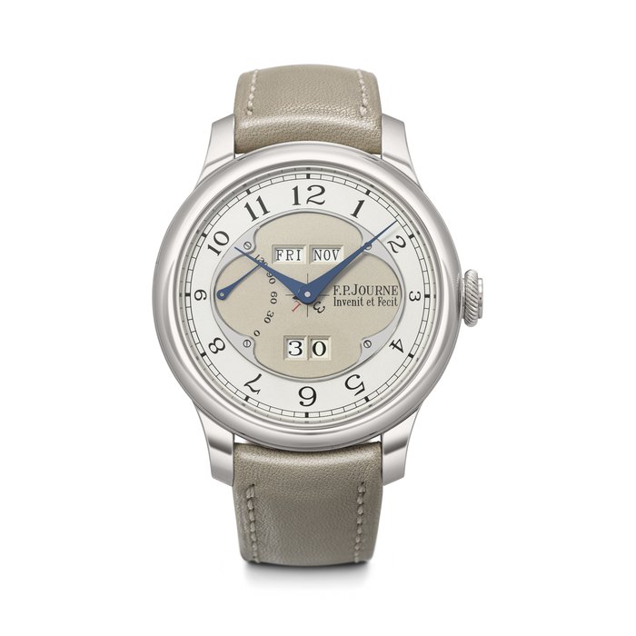 F.P. JOURNE. A COVETED AND ATTRACTIVE PLATINUM AUTOMATIC PERPETUAL CALENDAR WRISWATCH WITH POWER RESERVE AND LEAP YEAR INDICATION OCTA QUANTIEME PERPETUEL MODEL. NO. 019-QP, CIRCA 2012