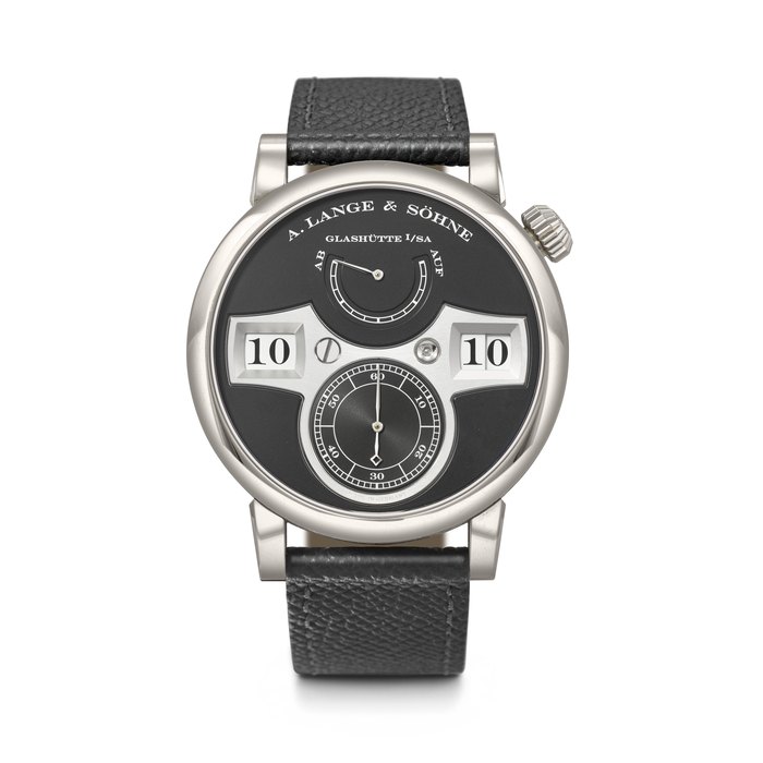 A. LANGE & SÖHNE. AN INNOVATIVE 18K WHITE GOLD WRISTWATCH WITH DIGITAL TIME DISPLAY AND POWER RESERVE INDICATION ZEITWERK MODEL, REF. 140.029, CASE NO. 194'853, CIRCA 2007