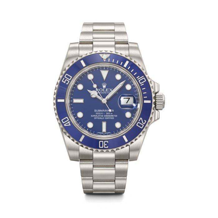 ROLEX. AN ATTRACTIVE AND HEAVY 18K WHITE GOLD AUTOMATIC WRISTWATCH WITH SWEEP CENTRE SECONDS, DATE AND BRACELET SUBMARINER MODEL, REF. 116619LB, CASE NO. Y18880M2, CIRCA 2016