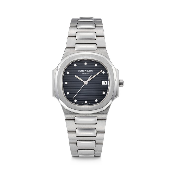 PATEK PHILIPPE. AN EXTREMELY RARE PLATINUM AND DIAMOND-SET WRISTWATCH WITH SWEEP CENTRE SECONDS, DATE AND BRACELET NAUTILUS MODEL, REF. 3900⁄1, MOVEMENT NO. 1’550’310, CASE NO. 2’816’258, MANUFACTURED IN 1984