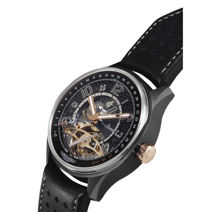 Jaeger-Lecoultre JAEGER-LECOULTRE. A RARE LIMITED EDITION CERAMIC AND 18K PINK GOLD AUTOMATIC TOURBILLON WRISTWATCH WITH DUAL TIME AND RETROGRADE DATE SIGNED JAEGER-LECOULTRE, ASTON MARTIN, NO. 178/300, AMOVX3 TOURBILLON GMT MODEL, CASE NO. 2503501, REF. 193.C.78.S, CIRCA 2009