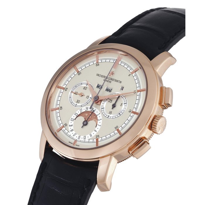 Vacheron Constantin VACHERON CONSTANTIN. AN 18K PINK GOLD PERPETUAL CALENDAR CHRONOGRAPH WRISTWATCH WITH MOON PHASES SIGNED VACHERON CONSTANTIN, PATRIMONY TRADITIONNELLE, MOVEMENT NO. 5199209, CASE NO. 1184419, REF. 47292, MANUFACTURED IN 2010