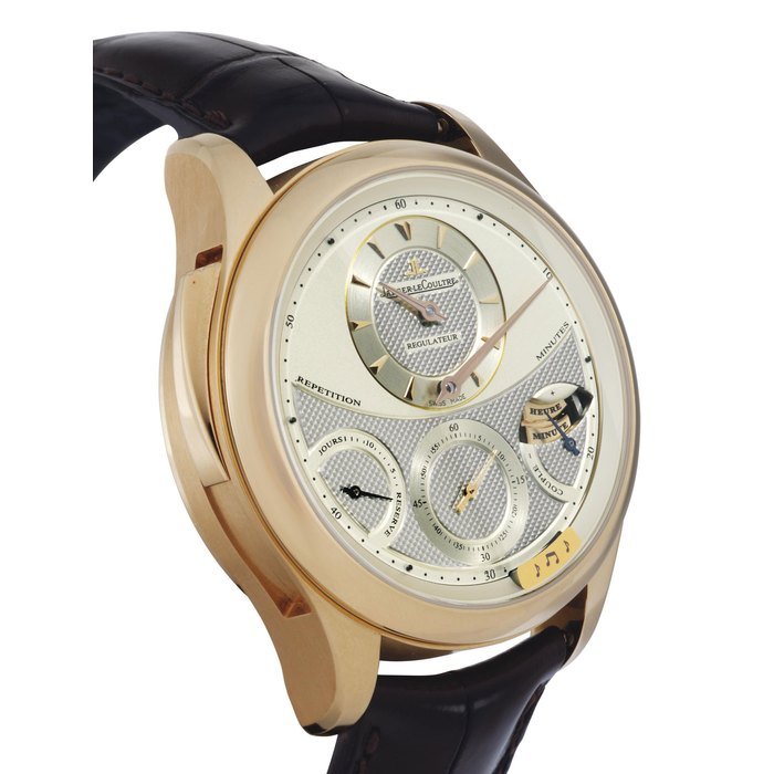 Jaeger-Lecoultre JAEGER-LECOULTRE. A LIMITED EDITION 18K GOLD MINUTE REPEATING WRISTWATCH WITH 15-DAY POWER RESERVE AND SPRING TORQUE INDICATION SIGNED JAEGER-LECOULTRE, MASTER GRANDE TRADITION, NO. 006/100, MOVEMENT NO. 3590834, CASE NO. 2605442, REF. 187.0.23.S, CIRCA 2006