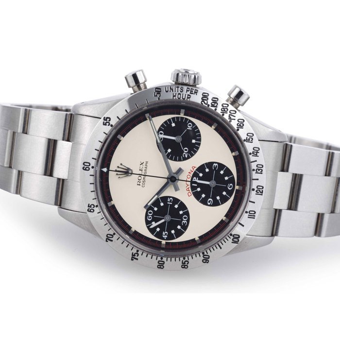 Rolex ROLEX. A FINE AND RARE STAINLESS STEEL CHRONOGRAPH WRISTWATCH SIGNED ROLEX, COSMOGRAPH DAYTONA, PAUL NEWMAN MODEL, CASE NO. 1988069, REF. 6239, CIRCA 1966 · 6239