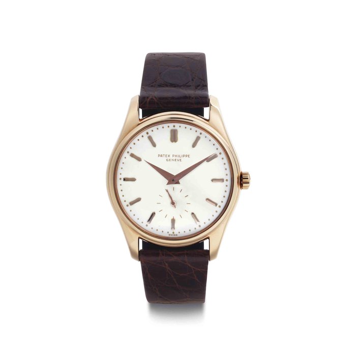 Patek Philippe. An 18k Pink Gold Automatic Wristwatch With Enamel Dial SIGNED PATEK PHILIPPE, GENEVE, REF. 2526, MOVEMENT 761'638, CASE 687'387, MANUFACTURED IN 1955