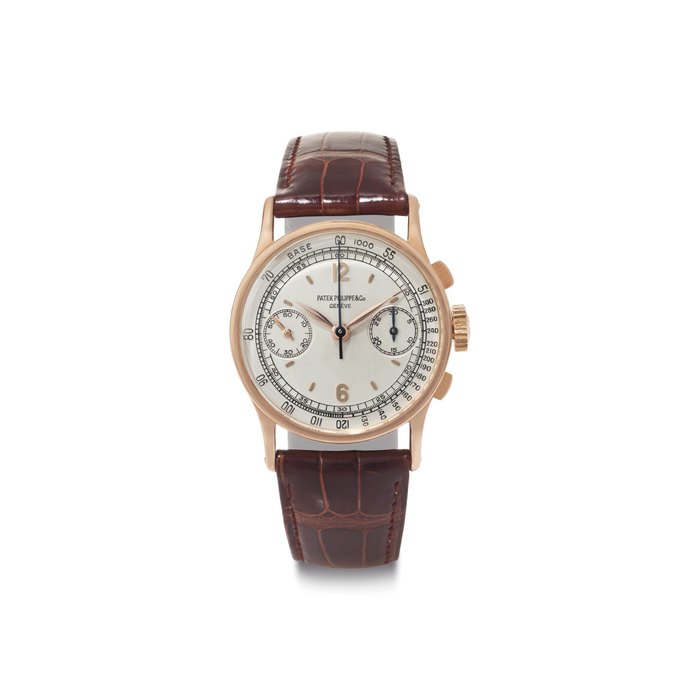 Patek Philippe. A Fine and Rare 18k Pink Gold Chronograph Wristwatch with Tachometer Scale SIGNED PATEK PHILIPPE & CO., GENÈVE, REF. 533, MOVEMENT NO. 867'121, CASE NO. 646'818, MANUFACTURED IN 1947