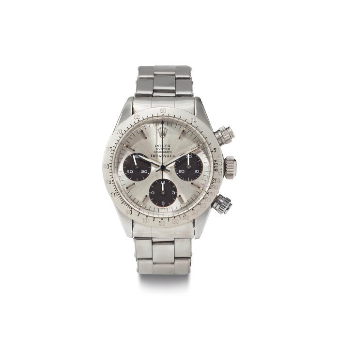 Rolex Rolex. A Stainless Steel Chronograph Wristwatch with Bracelet SIGNED ROLEX, RETAILED BY TIFFANY & CO., REF. 6265, CASE NO. 3'347'764, MANUFACTURED IN 1973 · 6265