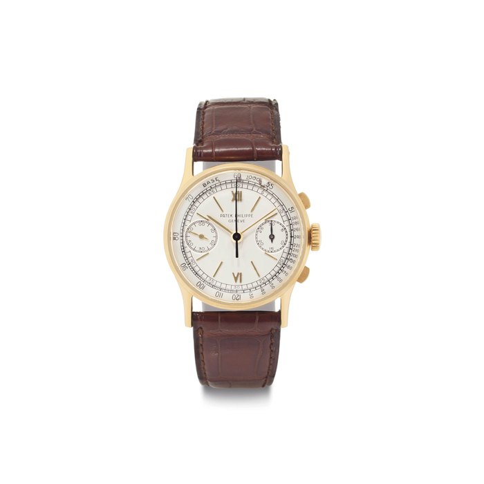 Patek Philippe. A Fine 18k Pink Gold Chronograph Wristwatch with Tachometer Scale SIGNED PATEK PHILIPPE, GENÈVE, REF. 130, MOVEMENT NO. 862'648, CASE NO. 624'072, MANUFACTURED IN 1941