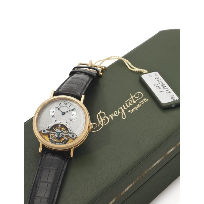 Breguet. A Fine 18k Gold Tourbillon Wristwatch SIGNED BREGUET, NO. 240, TOURBILLON MESSIDOR MODEL, REF. NO. 3350, MOVEMENT NO. 447, CIRCA 1995