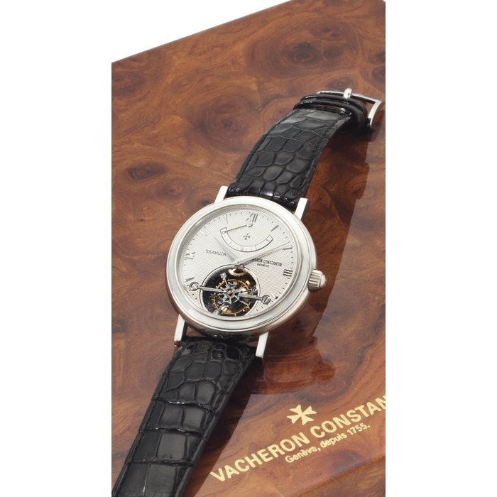 Vacheron Constantin Vacheron Constantin. A Fine and Rare Platinum Twin Barrel Tourbillon Wristwatch with Power Reserve SIGNED VACHERON CONSTANTIN, NO. 31, REF. 30050, MOVEMENT NO. 816'561, CASE NO. 633'276, CIRCA 1994