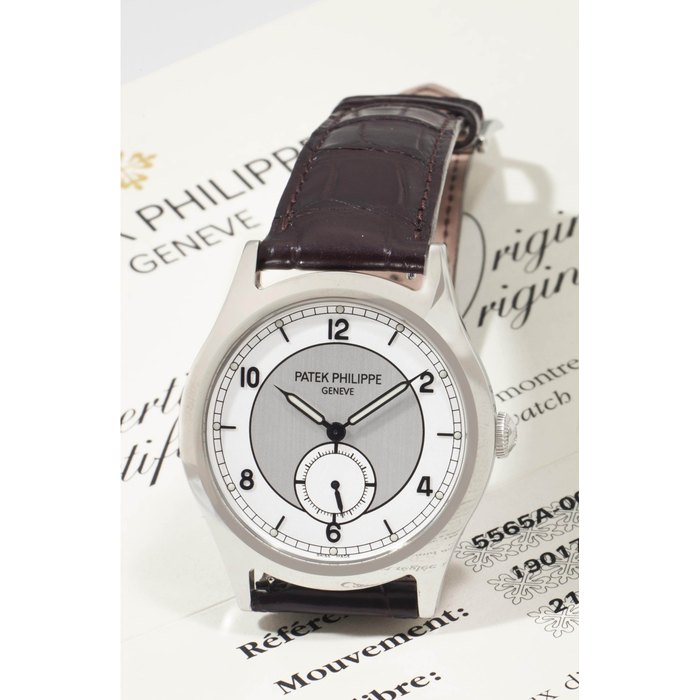 Patek Philippe. A Fine and Rare Stainless Steel Limited Edition Wristwatch with Two-Tone Silvered Dial, Made to Commemorate the Reopening of the Firm's Salons in Geneva in 2006 SIGNED PATEK PHILIPPE, GENÈVE, 1839-1892-2006, REF. 5565, MOVEMENT NO. 1'901'703, CASE NO. 4'381'640, MANUFACTURED IN 2006