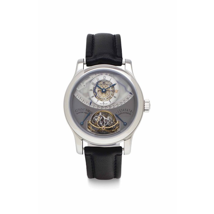 Jaeger-Lecoultre Jaeger-LeCoultre. A Fine and Rare Limited Edition Platinum Perpetual Calendar Multi-Axis Spherical Tourbillon Wristwatch with Retrograde Day, Month and Leap Years, 8 Day Power Reserve Indication and Equation of Time SIGNED JAEGER-LECOULTRE, GYROTOURBILLON 1, NO. 17/75, REF. 149.6.07.S, CIRCA 2006