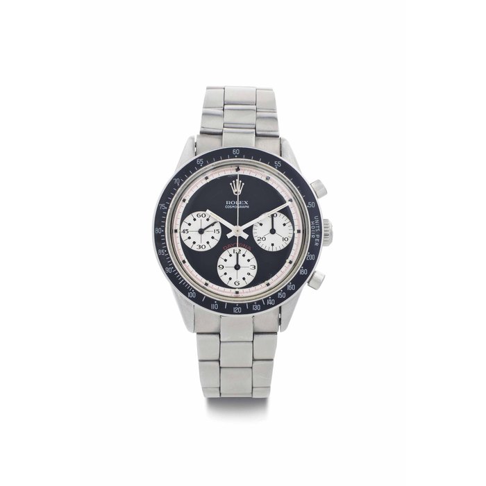 Rolex. A Fine Stainless Steel Chronograph Wristwatch with Bracelet SIGNED ROLEX, COSMOGRAPH DAYTONA, PAUL NEWMAN MODEL, REF. 6241, CASE NO. 1'996'044, CIRCA 1967