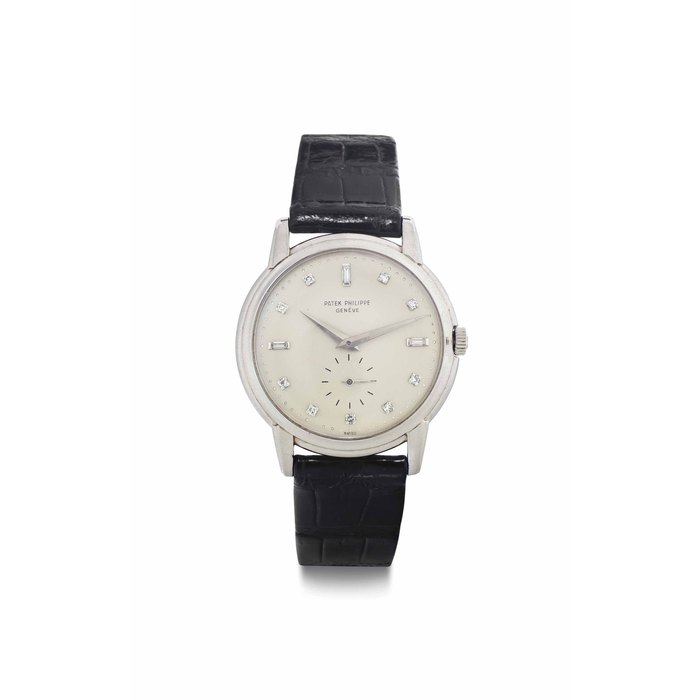 Patek Philippe. A Fine Platinum Automatic Wristwatch with Diamond-Set Dial SIGNED PATEK PHILIPPE, GENÈVE, REF. 2551, MOVEMENT NO. 763'052, CASE NO. 695'325, MANUFACTURED IN 1956