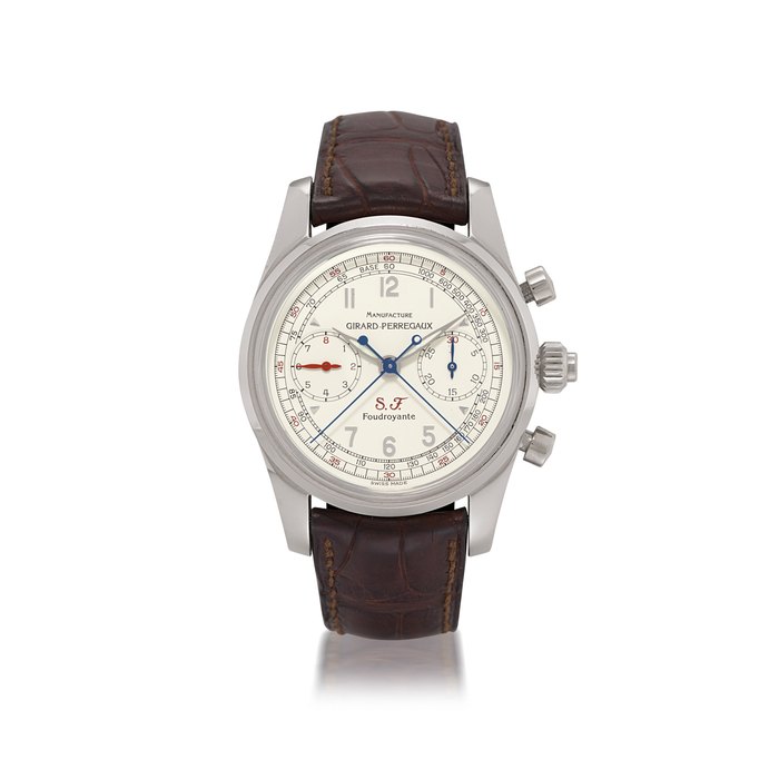 GIRARD-PERREGAUX, SCUDERIA FERRARI, FOUDROYANTE LARGE PLATINUM AUTOMATIC SPLIT SECONDS CHRONOGRAPH WRISTWATCH, LIMITED EDITION OF 100 NO. 027/100, CIRCA 1999