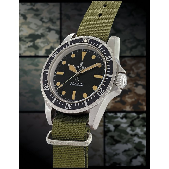 ROLEX, SUBMARINER, REF. 5513, MADE FOR THE BRITISH ROYAL NAVY VERY RARE STAINLESS STEEL AUTOMATIC WRISTWATCH WITH SWEEP CENTRE SECONDS CASE 3764702, MANUFACTURED IN 1974