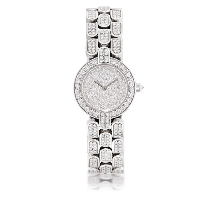 HARRY WINSTON WHITE GOLD AND DIAMOND SET QUARTZ WRISTWATCH WITH BRACELET NO. 015-AA, CIRCA 2000