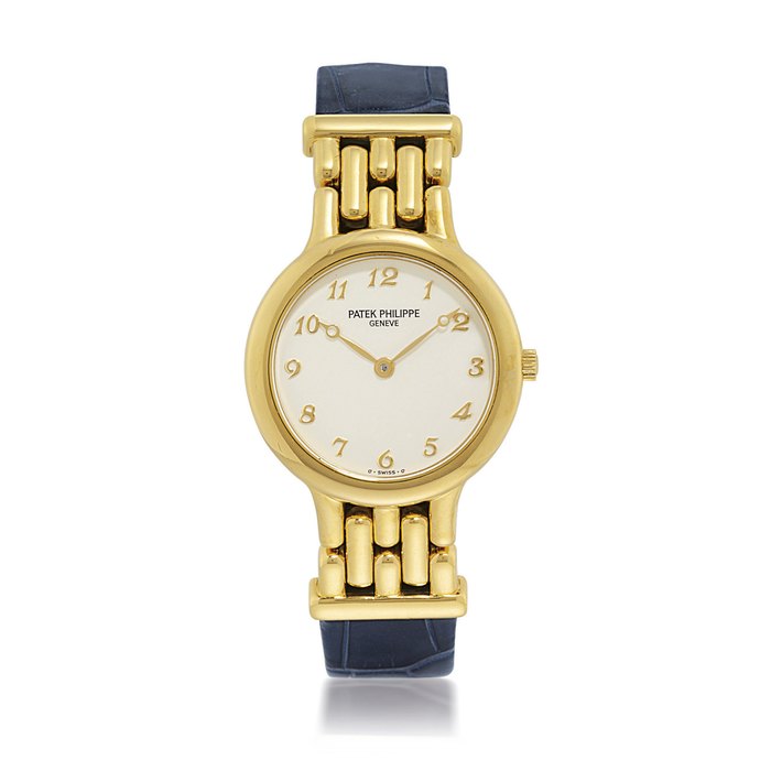 PATEK PHILIPPE, REF. 4812J LADY'S YELLOW GOLD QUARTZ WRISTWATCH WITH UNUSUAL LUGS MOVEMENT 1616557, CASE 2923704, MANUFACTURED IN 1992