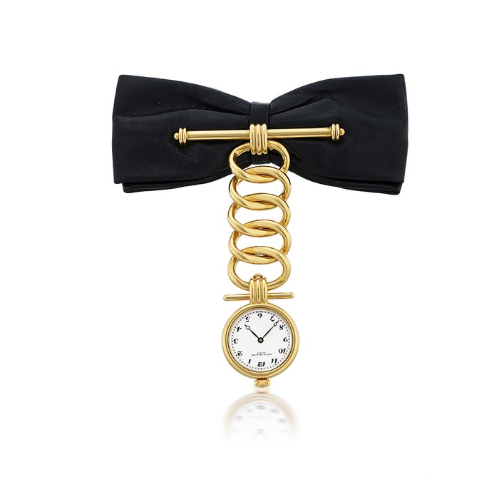 PATEK PHILIPPE, REF. 4762J YELLOW GOLD QUARTZ BROOCH-WATCH MOVEMENT 1606605, CASE 2870530, MANUFACTURED IN 1989