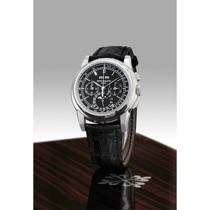 PATEK PHILIPPE, REF. 5970P FINE AND RARE PLATINUM MANUALLY-WOUND PERPETUAL CALENDAR CHRONOGRAPH WRISTWATCH WITH MOON PHASE DISPLAY MOVEMENT 3'931'546, CASE 4'491'145, CIRCA 2009