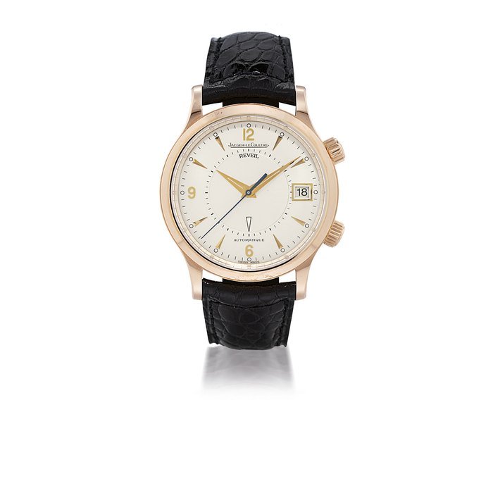 Jaeger-Lecoultre JAEGER-LECOULTRE, MASTER CONTROL REVEIL PINK GOLD AUTOMATIC WRISTWATCH WITH ALARM AND DATE NO. 1035, CIRCA 2000