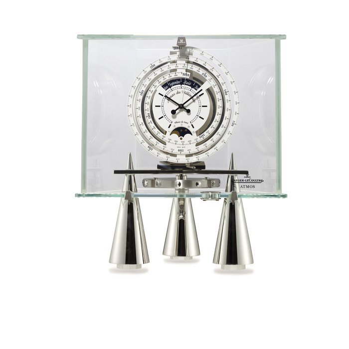 Jaeger-Lecoultre JAEGER-LECOULTRE, ATMOS DU MILLENAIRE ATLANTIS STAINLESS STEEL AND GLASS BAROMETRIC-DRIVEN CLOCK WITH 1,000 YEAR CALENDAR AND MOON PHASE DISPLAY NO. 687842, CIRCA 1998