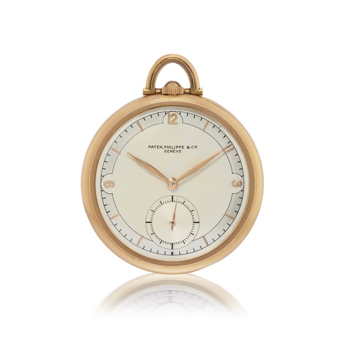 PATEK PHILIPPE, REF. 636/2 PINK GOLD OPENFACE KEYLESS LEVER POCKET WATCH WITH TWO-TONE SILVERED DIAL MOVEMENT 860'436, CASE 615'227, MANUFACTURED IN 1937