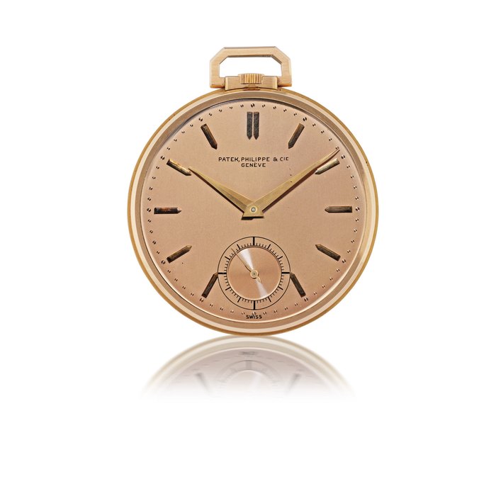 PATEK PHILIPPE REF. 600 PINK GOLD OPEN FACED KEYLESS LEVER POCKET WATCH MOVEMENT 890221, CASE 418533, MANUFACTURED IN 1940