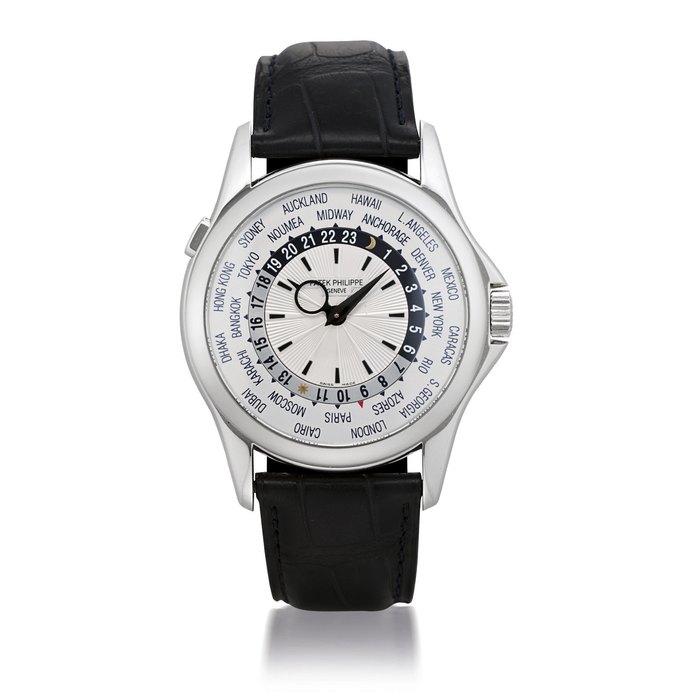 PATEK PHILIPPE, WORLD TIME, REF. 5130G WHITE GOLD AUTOMATIC WORLD TIME WRISTWATCH MOVEMENT 3639748, CASE 4407122, MANUFACTURED IN 2008