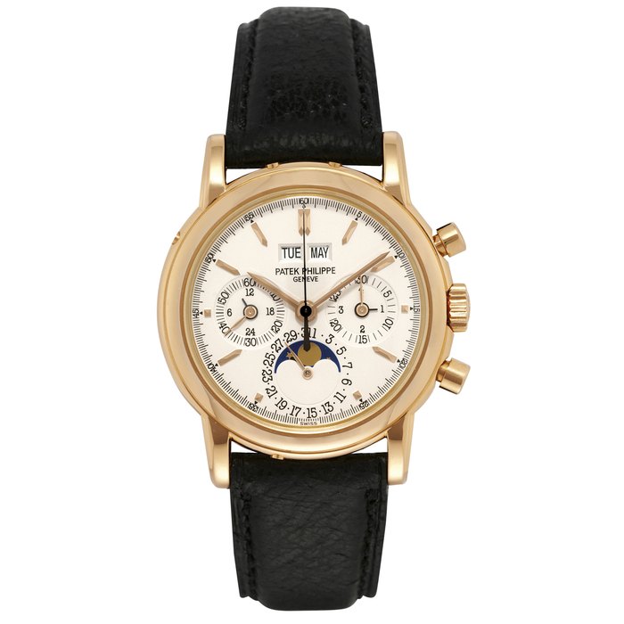 PATEK PHILIPPE, REF. 3970R PINK GOLD PERPETUAL CALENDAR CHRONOGRAPH WRISTWATCH WITH LEAP YEAR AND MOON PHASES MOVEMENT NO. 3047126, CASE NO. 4253622, MANUFACTURED IN 2004