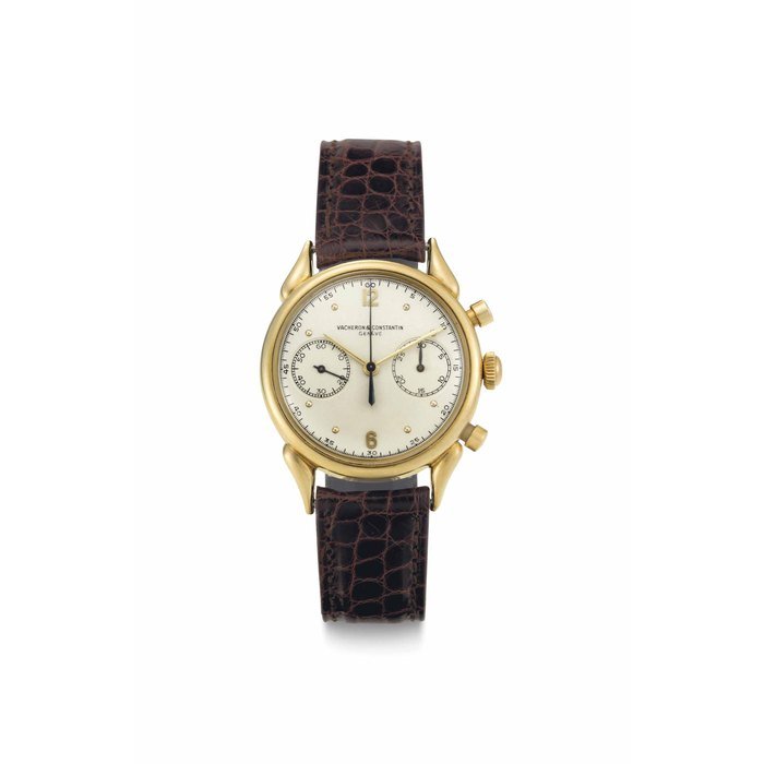 Vacheron Constantin Vacheron Constantin. A Very Fine and Rare Chronograph Wristwatch with Unusual Lugs SIGNED VACHERON & CONSTANTIN, CORNES DE VACHE MODEL, GENÈVE, REF. 6087, MOVEMENT NO. 466'829, CASE NO. 346'036, MANUFACTURED IN 1955
