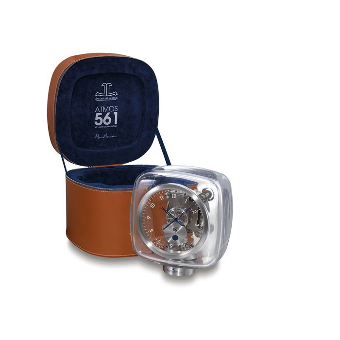 Jaeger-Lecoultre JAEGER-LECOULTRE. A FINE BACCARAT CRYSTAL LIMITED EDITION BUBBLE-SHAPED ATMOS CLOCK WITH MONTH, MOON PHASES AND CARRYING CASE, DESIGNED BY MARC NEWSON, MADE TO COMMEMORATE THE 80TH ANNIVERSARY OF ATMOS CLOCK SIGNED JAEGER-LECOULTRE, ATMOS 561 MODEL, NO. 498/888, REF. 516.51.01, MOVEMENT NO. 734'523, CIRCA 2008