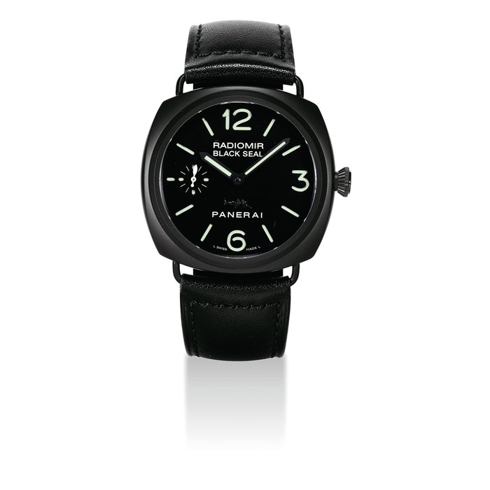 PANERAI. A LARGE CERAMIC LIMITED EDITION CUSHION-SHAPED WRISTWATCH WITH POWER RESERVE SIGNED PANERAI, RADIOMIR BLACK SEAL MODEL, REF. OP 6723, PAM00292, NO. J0382/1000, CASE NO. BB 1262057, MANUFACTURED IN 2007