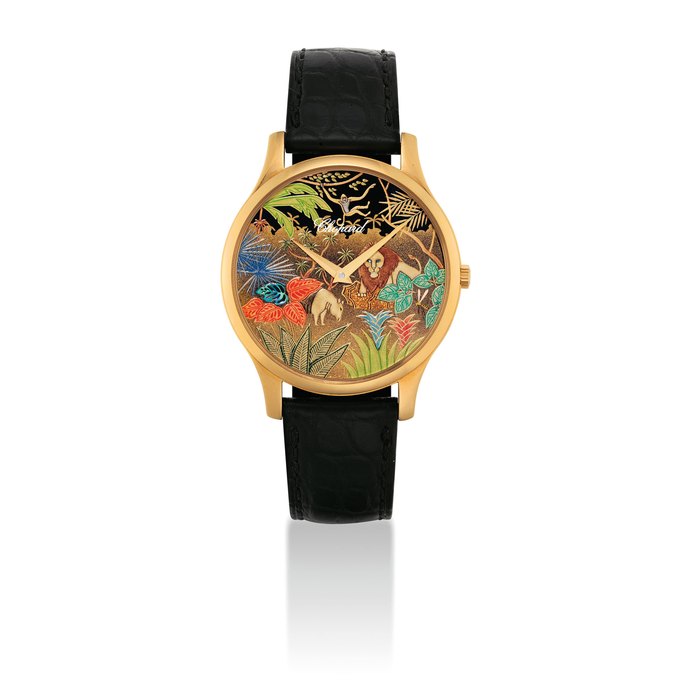 CHOPARD. A FINE 18K PINK GOLD AUTOMATIC WRISTWATCH WITH JAPANESE LACQUER DIAL SIGNED CHOPARD, ARTIST KIICHIRO MASUMURA WITH YAMADA HEIANDO, L.U.C XP URUSHI JUNGLE MODEL, REF. 161902-5050, MOVEMENT NO. 140'095, CASE NO. 1'778'029 & 1902, CIRCA 2013