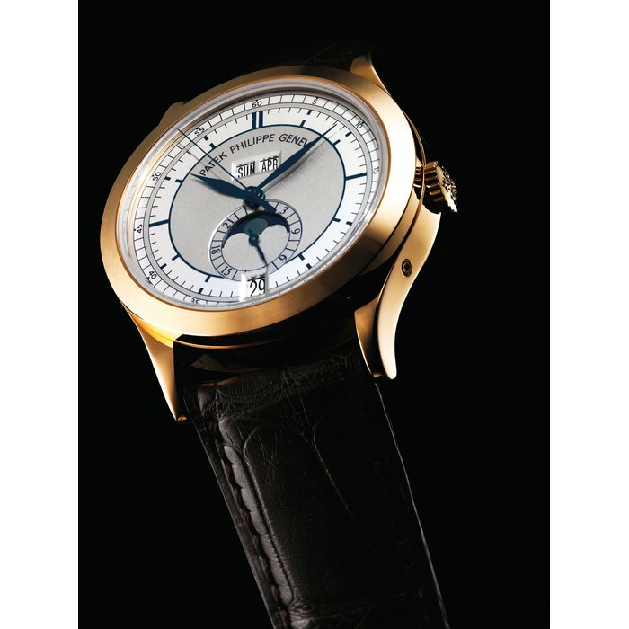 PATEK PHILIPPE. A FINE 18K PINK GOLD AUTOMATIC ANNUAL CALENDAR WRISTWATCH WITH SWEEP CENTRE SECONDS, MOON PHASES, 24 HOUR INDICATION, ORIGINAL CERTIFICATE AND BOX SIGNED PATEK PHILIPPE, GENEVE, REF. 5396, MOVEMENT NO. 3'637'289, CASE NO. 4'379'423, CIRCA 2007