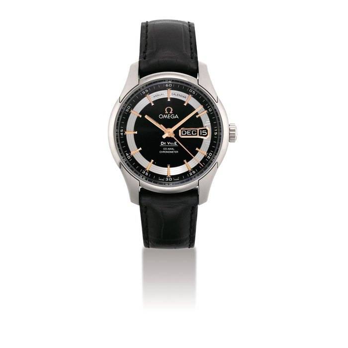 Omega OMEGA. A FINE 18K WHITE GOLD LIMITED EDITION AUTOMATIC ANNUAL CALENDAR WRISTWATCH SIGNED OMEGA, DE VILLE, CO-AXIAL CHRONOMETER HOUR VISION MODEL, NO. 80/160, MOVEMENT NO. 82'049'192, CIRCA 2008