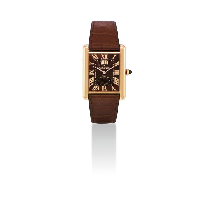 Cartier CARTIER. A FINE 18K PINK GOLD RECTANGULAR WRISTWATCH WITH DATE AND POWER RESERVE SIGNED CARTIER, TANK XL MODEL, REF. 3185, CASE NO. 106399QX, CIRCA 2008