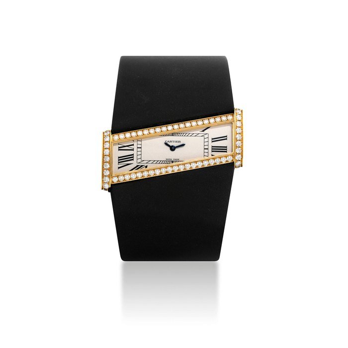 Cartier CARTIER. A LADY'S 18K GOLD AND DIAMOND-SET ASYMMETRICAL WRISTWATCH SIGNED CARTIER, DIVAN DIAGONALE MODEL, REF. 2779, CASE NO. 22690CE, CIRCA 2005