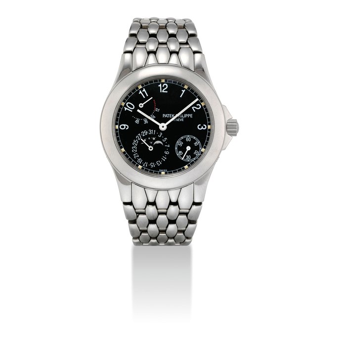 PATEK PHILIPPE. A STAINLESS STEEL AUTOMATIC WRISTWATCH WITH POWER RESERVE, DATE, MOON PHASES AND BRACELET SIGNED PATEK PHILIPPE, GENEVE, REF. 5085, MOVEMENT NO. 3'110'543, CASE NO. 4'053'059, MANUFACTURED IN 1999