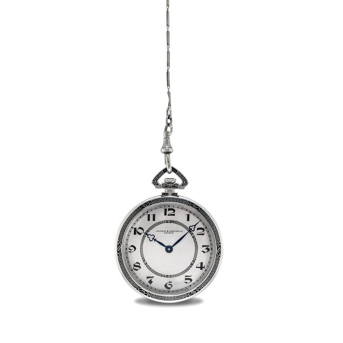 Vacheron Constantin VACHERON CONSTANTIN. A FINE PLATINUM AND ENAMEL OPENFACE KEYLESS LEVER DRESS WATCH WITH FITTED PRESENTATION BOX SIGNED VACHERON & CONSTANTIN, GENEVE, MOVEMENT NO. 393'636, CASE NO. 246'078, CIRCA 1920