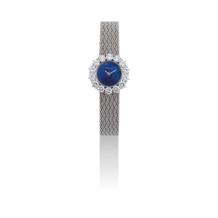 Vacheron Constantin VACHERON CONSTANTIN. A LADY'S FINE 18K WHITE GOLD AND DIAMOND-SET WRISTWATCH WITH LAPIS LAZULI DIAL SIGNED VACHERON CONSTANTIN, GENEVE, MOVEMENT NO. 631'472 CIRCA 1975