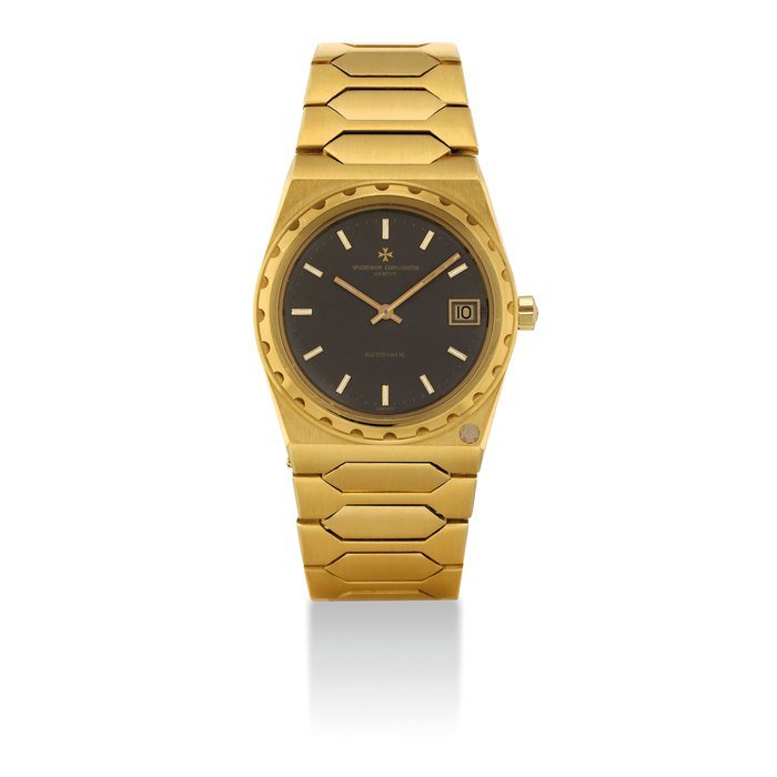 Vacheron Constantin VACHERON CONSTANTIN. A FINE AND RARE 18K GOLD TONNEAU-SHAPED AUTOMATIC WRISTWATCH WITH DATE AND BRACELET SIGNED VACHERON CONSTANTIN, GENEVE, 222 MODEL, MOVEMENT NO. 684'823, CASE NO. 521'969, CIRCA 1977