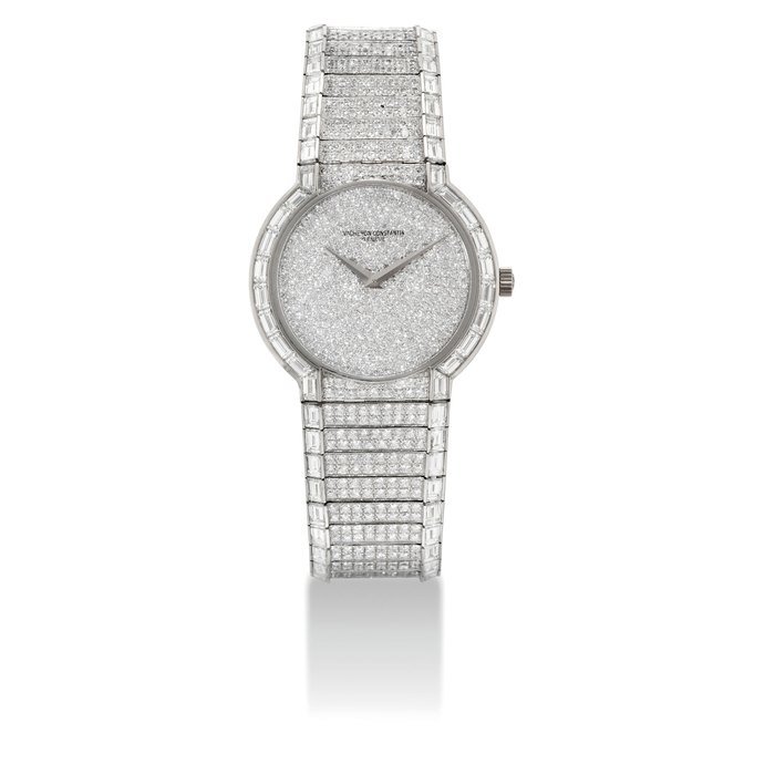 Vacheron Constantin VACHERON CONSTANTIN. A FINE AND IMPRESSIVE PLATINUM AND DIAMOND-SET BRACELET WATCH SIGNED VACHERON CONSTANTIN, GENEVE, SOVEREIGN I MODEL, REF. 39548/988, MOVEMENT NO. 732'537, CASE NO. 616'316, MANUFACTURED IN 1990