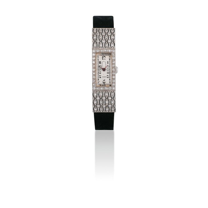 Vacheron Constantin VACHERON CONSTANTIN. A VERY RARE LADY'S PLATINUM AND DIAMOND-SET RECTANGULAR WRISTWATCH SIGNED VACHERON & CONSTANTIN, GENEVE, MOVEMENT NO. 393'365, CASE NO. 248'343, MANUFACTURED IN 1925