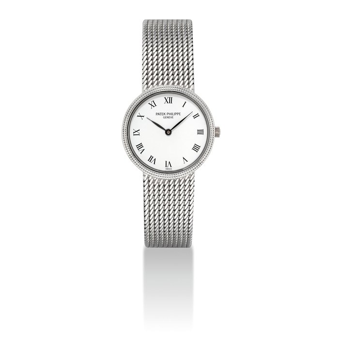 PATEK PHILIPPE. A LADY'S FINE 18K WHITE GOLD BRACELET WATCH SIGNED PATEK PHILIPPE, GENEVE, REF. 4819/5, MOVEMENT NO. 1'613'384, CASE NO. 2'901'865, MANUFACTURED IN 1991