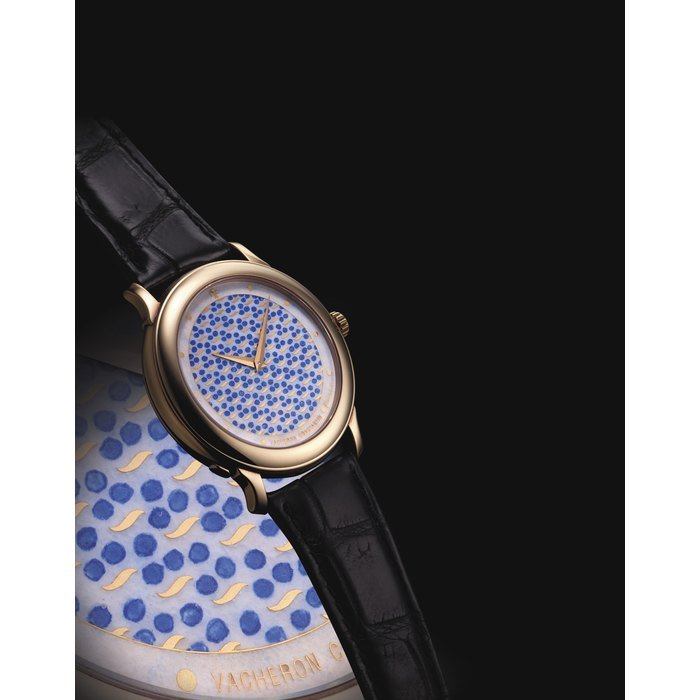 Vacheron Constantin VACHERON CONSTANTIN. A FINE AND VERY RARE 18K GOLD LIMITED EDITION AUTOMATIC WRISTWATCH WITH CHAMPLEVÉ ENAMEL DIAL SIGNED VACHERON CONSTANTIN, GENEVE, M. SECHAUD 01, MÉTIERS D'ART MODEL, NO., REF. 43064, MOVEMENT NO. 862'131, CASE NO. 801'825, CIRCA 2001
