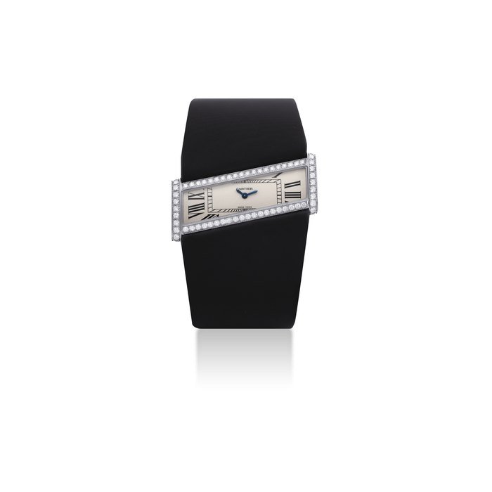 Cartier CARTIER. A LADY'S 18K WHITE GOLD AND DIAMOND-SET ASYMMETRICAL WRISTWATCH SIGNED CARTIER, DIVAN DIAGONALE MODEL, REF. 2786, CASE NO. 22655CE, CIRCA 2005