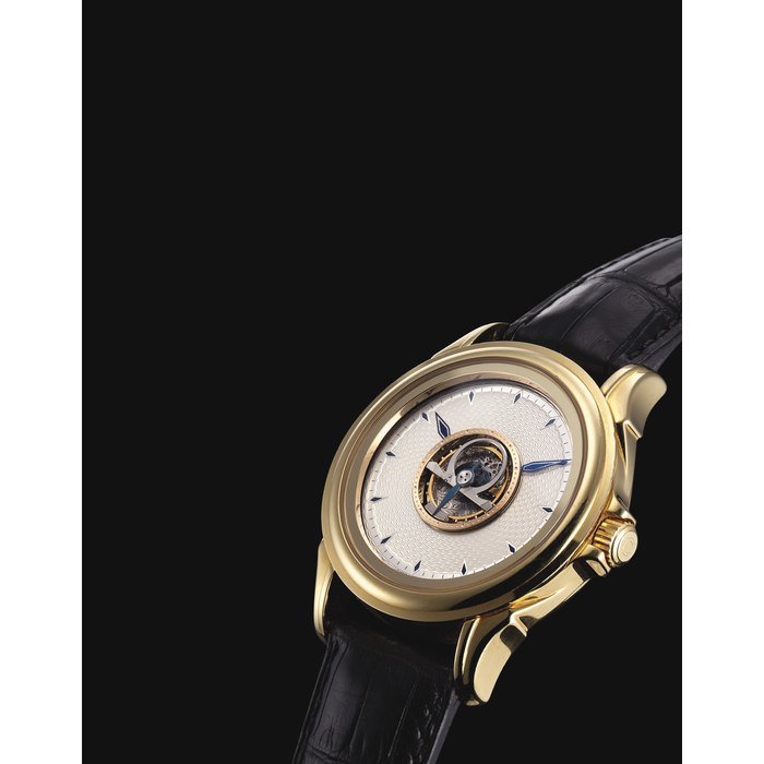Omega OMEGA. A FINE AND RARE 18K GOLD AUTOMATIC WRISTWATCH WITH CENTRAL TOURBILLON SIGNED OMEGA, DE VILLE CENTRAL TOURBILLON MODEL, NO. 20, CIRCA 1994