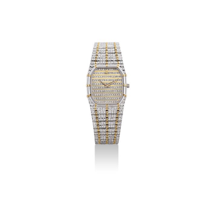Audemars Piguet AUDEMARS PIGUET. A FINE 18K TWO-COLOUR GOLD AND DIAMOND-SET RECTANGULAR BRACELET WATCH SIGNED AUDEMARS PIGUET, CASE NO. C12374, CIRCA 1995