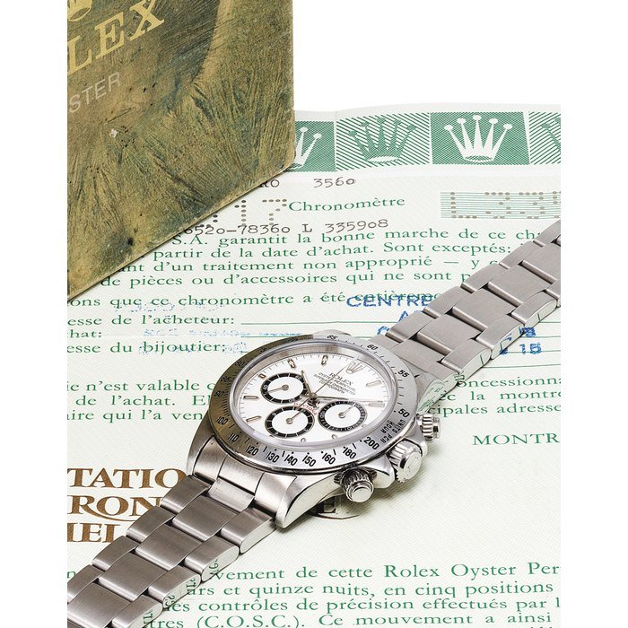 Rolex ROLEX. A STAINLESS STEEL AUTOMATIC CHRONOGRAPH WRISTWATCH WITH BRACELET SIGNED ROLEX, OYSTER PERPETUAL, COSMOGRAPH DAYTONA MODEL, REF. 16520, CASE NO. L335908, CIRCA 1989